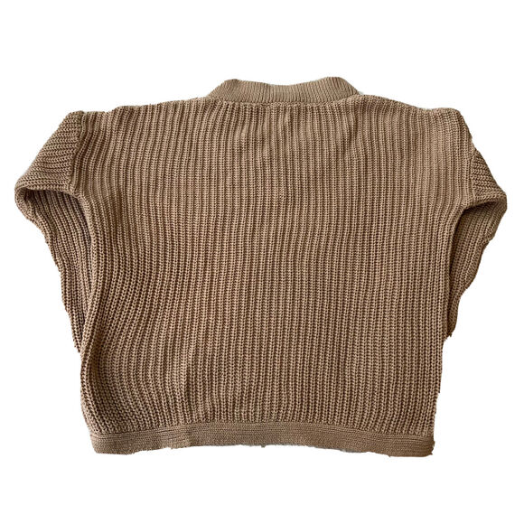 Time & Tru Sweater Sz M Brown V-Neck Raglan Long Sleeve Chunky Pullover Cotton - Picture 6 of 9